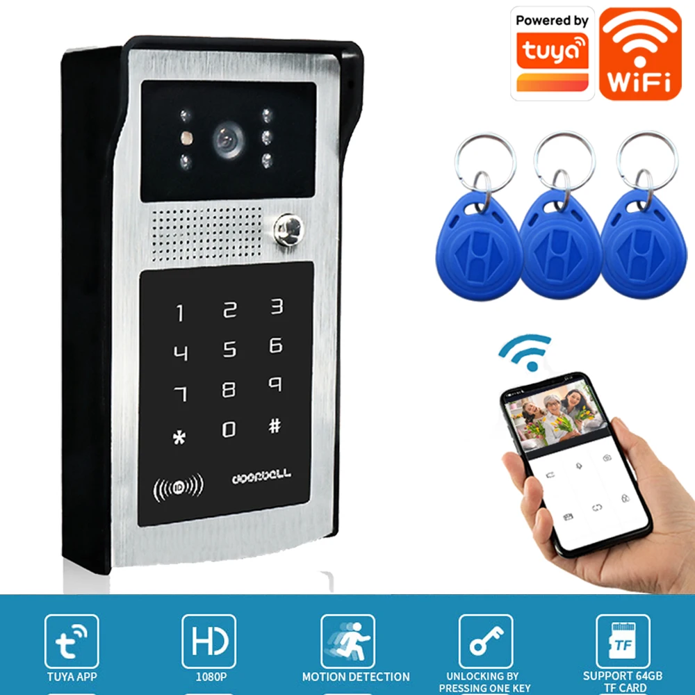 

Tuya Smart 1080P WiFi DoorBell Wireless Video Door Phone Home Intercom for Apartment Street Doorbell Camera RFID Password Unlock