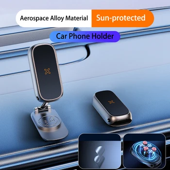 Car Phone Holder Magnetic Grip Talk Car Holder Clamp Aluminium Alloy Magnetic Mobile Phone Cradle For iPhone Xiaomi Samsung