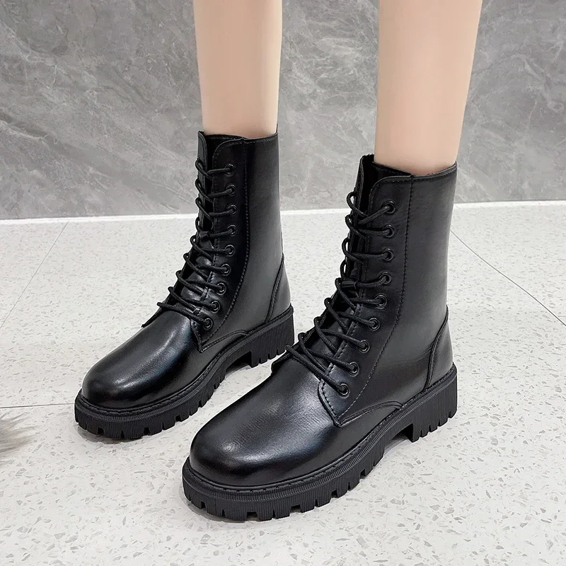 Женские ботинки на шнуровке, однотонные водонепроницаемые ботинки с круглым носком, на платформе, осень 2023
Женские ботинки на шнуровке, однотонные водонепроницаемые ботинки с круглым носком, на платформе, осень 2023