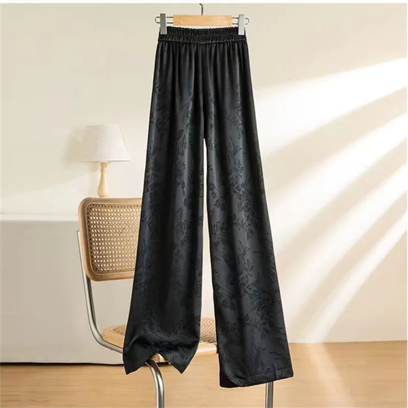 Black Trousers Female Clothing Spring Autumn Straight Thin Women's Pants Chinese style Vintage Wide-leg Pants Elastic Waist
Black Trousers Female Clothing Spring Autumn Straight Thin Women's Pants Chinese style Vintage Wide-leg Pants Elastic Waist
