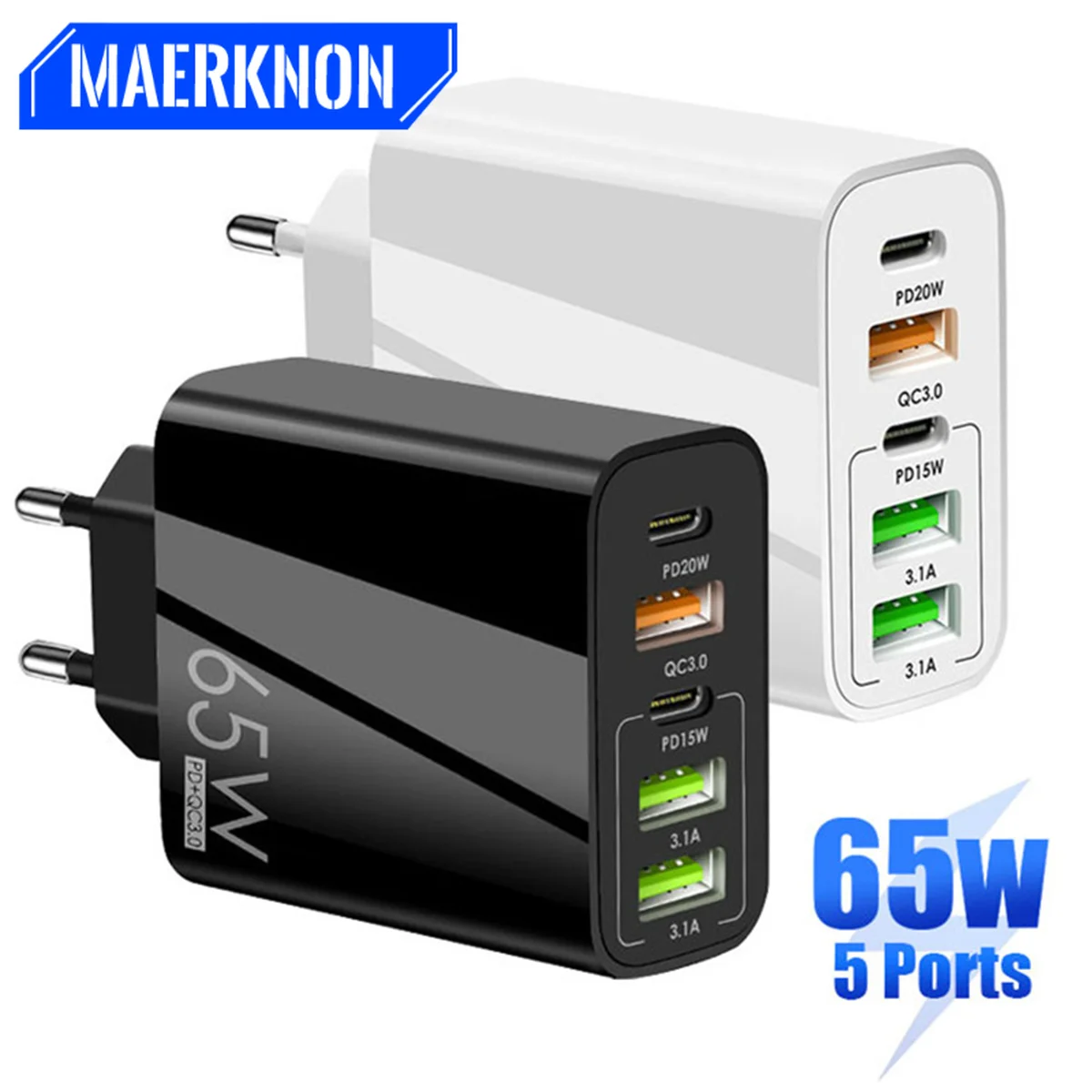 Зарядное устройство Acgicea с 5 USB-портами и поддержкой быстрой зарядки, 3,0, 65 Вт
Зарядное устройство Acgicea с 5 USB-портами и поддержкой быстрой зарядки, 3,0, 65 Вт