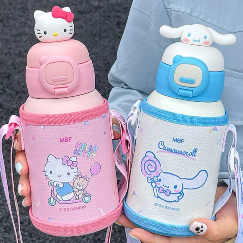 

500 мл Kawaii Hello Kittys детская Изолированная чашка мультяшная анимация Sanrios Melody Cinnamoroll Kuromi портативная чашка для воды соломенный подарок