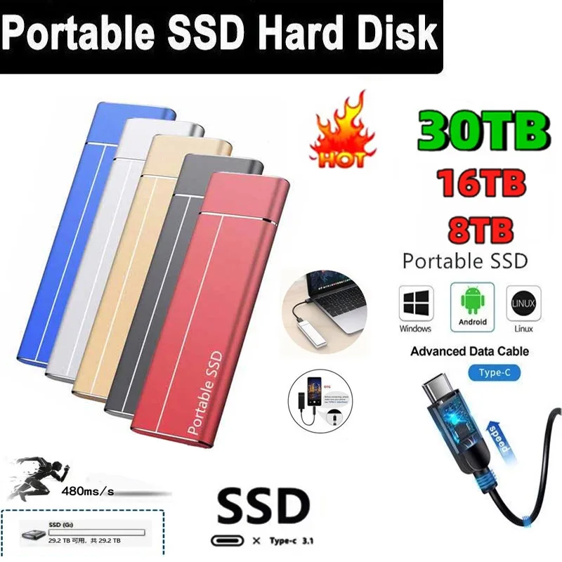 Portable External Ssd Nmve m2 1T 4T 60T Solid State Drives Usb3.1 flash memory drive for Laptop Cellphones External Hard Drive
Portable External Ssd Nmve m2 1T 4T 60T Solid State Drives Usb3.1 flash memory drive for Laptop Cellphones External Hard Drive
