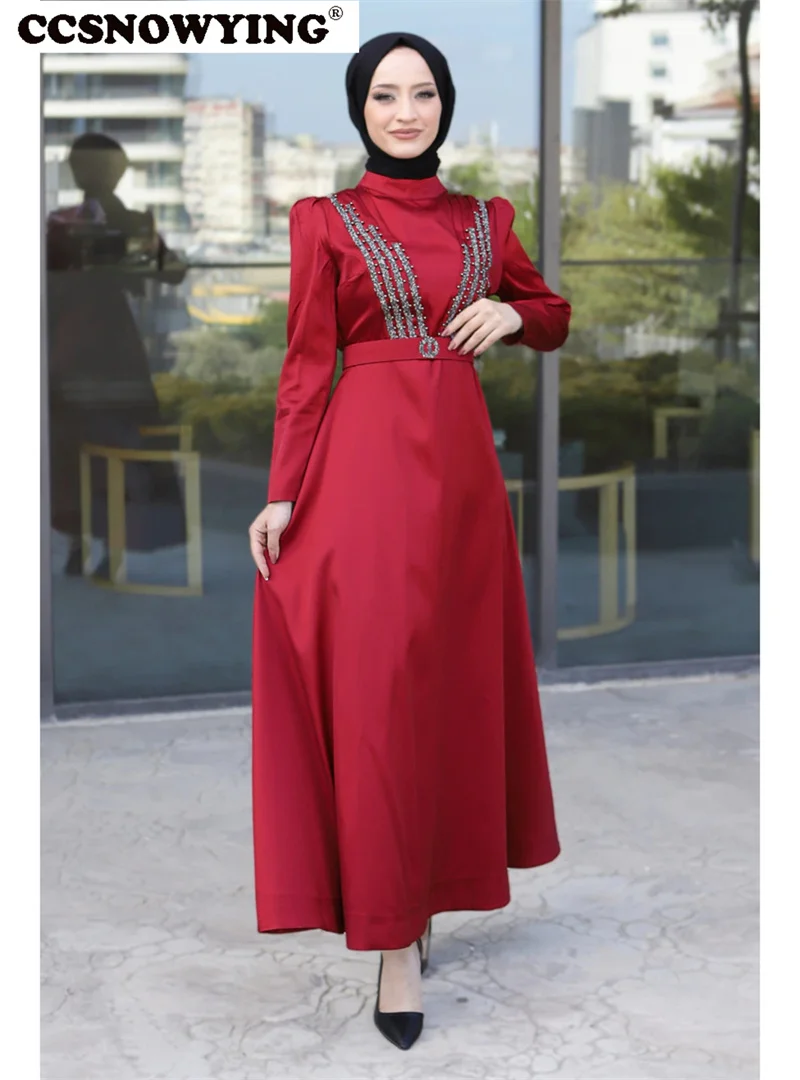 Burgundy Full Sleeve Muslim Evening Dresses Satin High Neck A Line Islamic Formal Party Gown Arabic Appliques Robe De Soiree
Burgundy Full Sleeve Muslim Evening Dresses Satin High Neck A Line Islamic Formal Party Gown Arabic Appliques Robe De Soiree