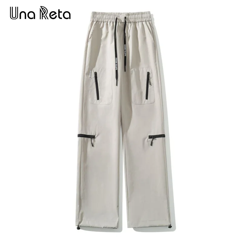 

Una Reta 2024 New Man Pants Harajuku Hip Hop Zipper Cargo Pants Men Sweatpants Elastic Waistline Couple Sweatpants Trousers