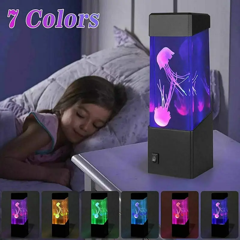 

Led Jellyfish Tank Night Light Color Changing Table Lamp Aquarium Electric Mood Lava Lamp For Children Kids Gift Home Room Decor