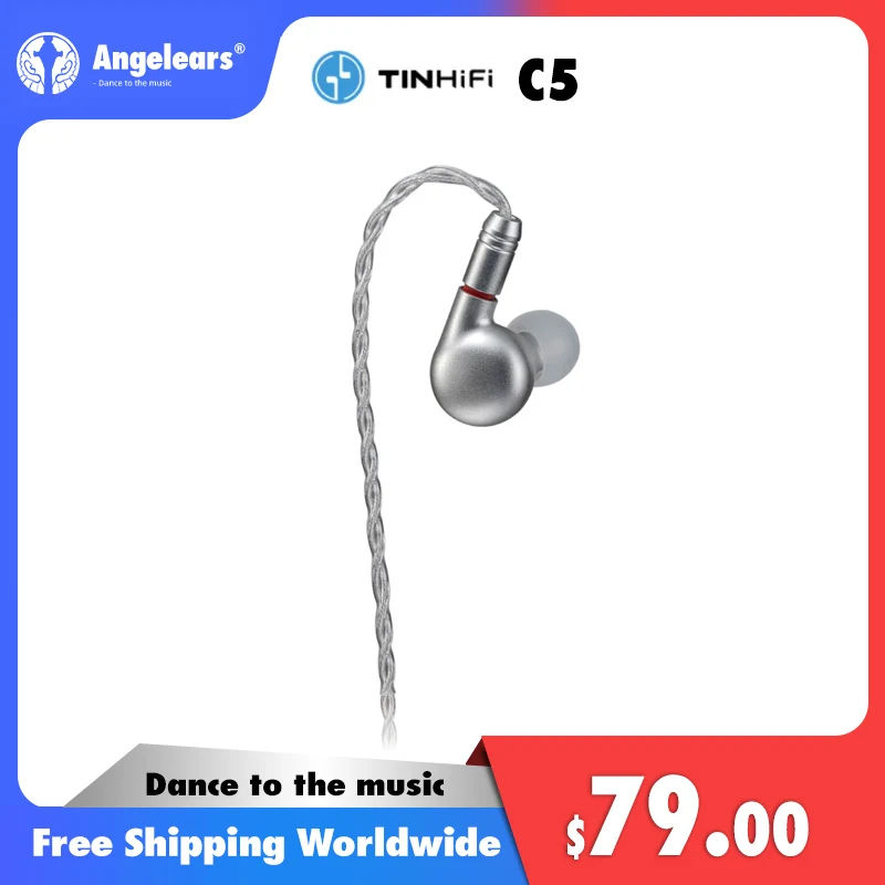 

TINHIFI C5 HiFi Audiophile IEM Customized Balanced Armature Driver Earphone In Ear Monitor 0.78mm 2Pin CNC Aluminum Material