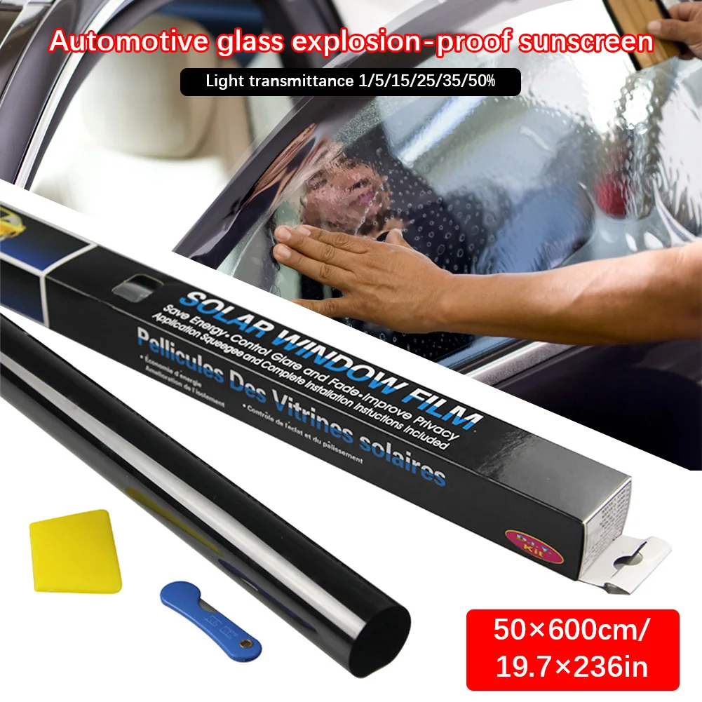 

Черная Автомобильная оконная пленка VLT 6 м x 50 см, Тонировочная пленка в рулоне с трубкой, зеркальное автомобильное стекло для дома, солнечная УФ-защита, наклейки, пленки