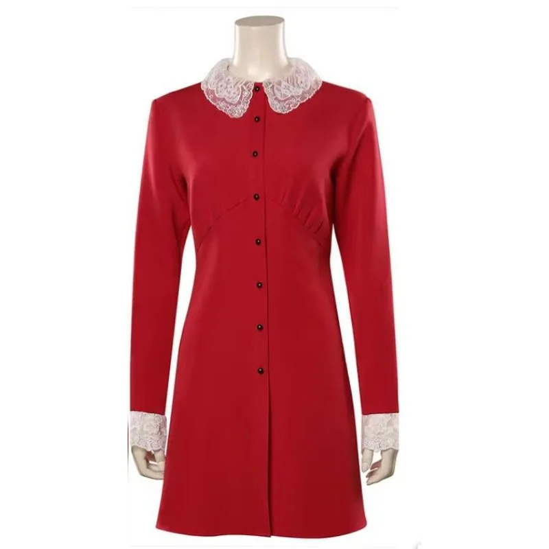 

Sabrina Spellman Chilling Adventures of Sabrina Cosplay Costume Long Sleeves Red Dress Skirt Suit Women Halloween Carnival Party