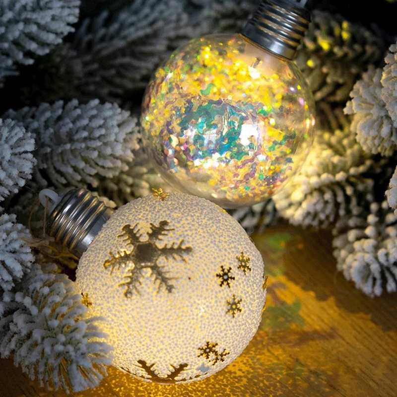 

for Creative LED Christmas Ball Bulb Shaped Ornaments Cartoon Reindeer Snowflake Xmas Tree Baubles Pendant Party Decorat