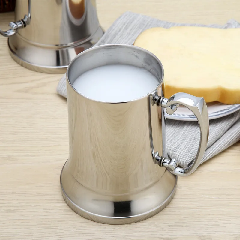 Tankard Stein Double Wall Stainless Steel Beer Mug Cocktail Breakfast Milk Mugs with Handgrip Coffee Cup Bar Tools Drinkware5