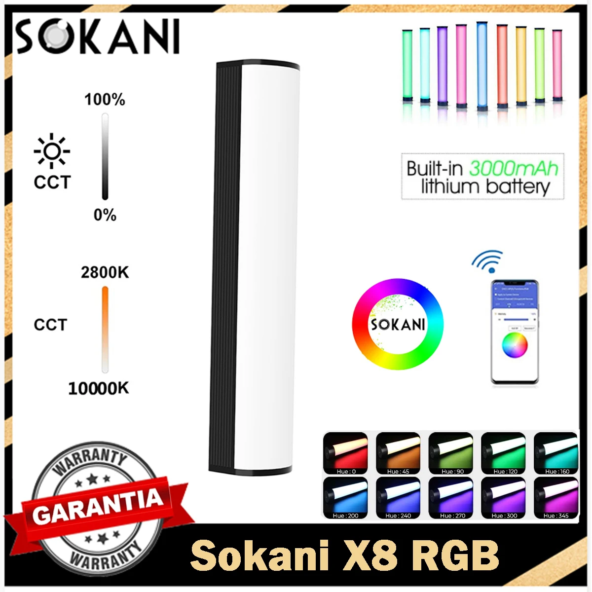 

SOKANI X8 LED Photography Light Handheld RGB Light Tube Stick Video Soft Light APP Remote Control vs 6C Pavotube LUXCEO P200