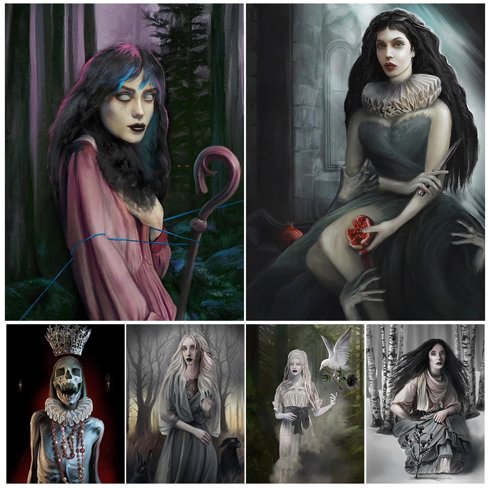 Shepherdess And Skeleton Queen Vintage Wall Art Canvas Painting Winter Witch And Dark Plants Gothic Art Poster Print Home Decor 
Shepherdess And Skeleton Queen Vintage Wall Art Canvas Painting Winter Witch And Dark Plants Gothic Art Poster Print Home Decor