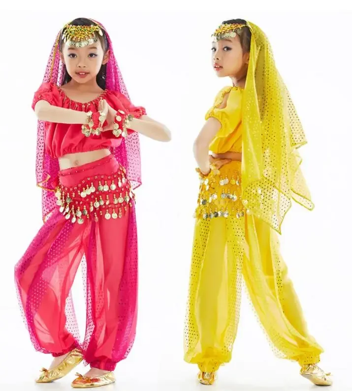 

Kids Girl Children Kid Belly Dance Costume Coin Bollywood Indian Bellydance Belly Dancing Costumes Sets Egypt Egyptian