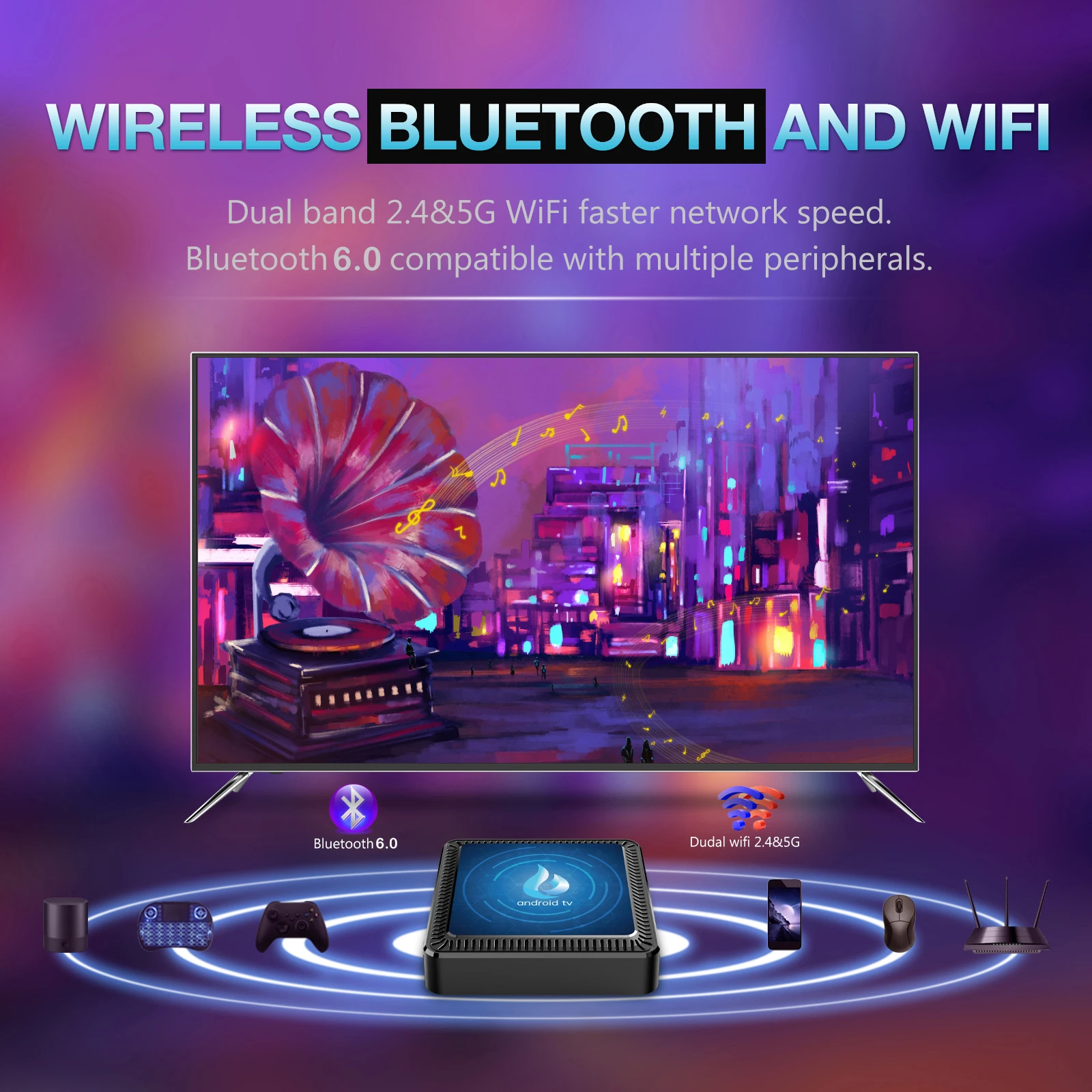 S3e06420af71e4f76a5d87276e74c4ee0V Q17 Smart TV Box 5G Wifi Android 16 TV Box Quad Core Allwinner H313 64GB 128GB Set Top Box Google Assistant Netflix Media Player