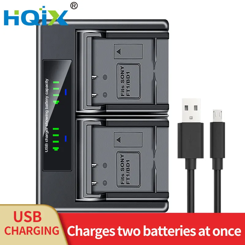 

HQIX for Sony DSC-T900 T2 TX1 T75 T77 T90 T200 T300 T500 T700 T70 digital camera NP-BD1 / NP-FD1 Dual Charger Battery