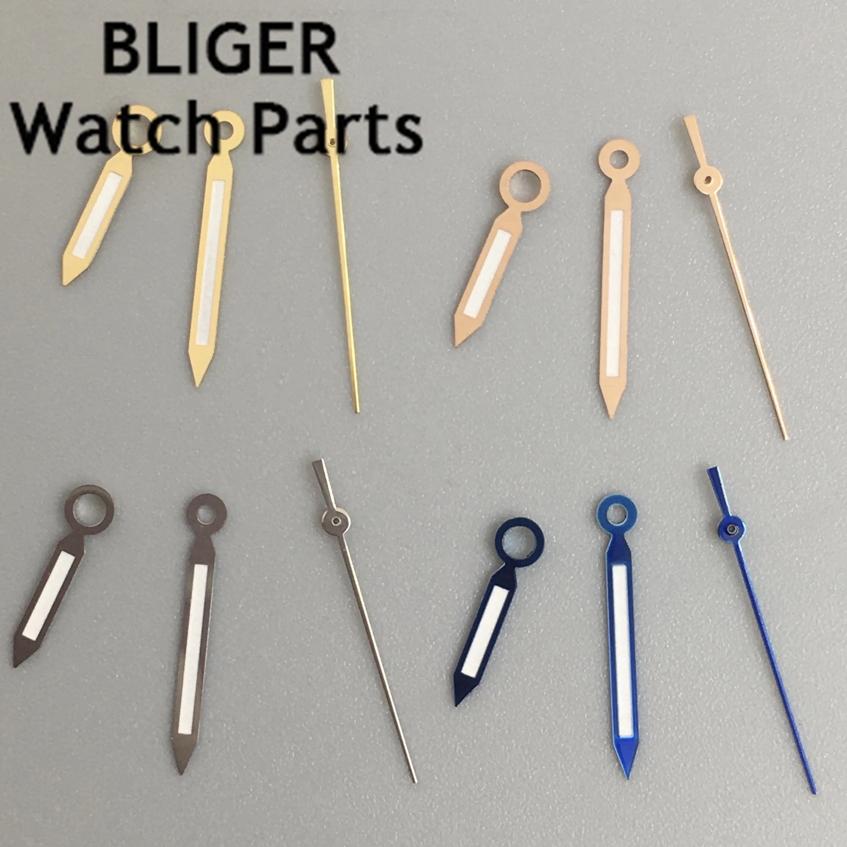 

BLIGER silver blue gold watch hands green luminous hands fit NH35 NH36 ETA 2824 2836 Miyota 8205 8215 821A DG2813 3804 movement