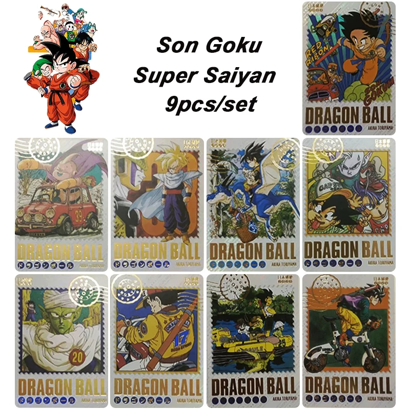 DIY 9pcs/set Dragon Ball Anime collection card Board game card toy SonGoku Super Saiyan Bronzing Stamp Flash card Christmas gift
DIY 9pcs/set Dragon Ball Anime collection card Board game card toy SonGoku Super Saiyan Bronzing Stamp Flash card Christmas gift