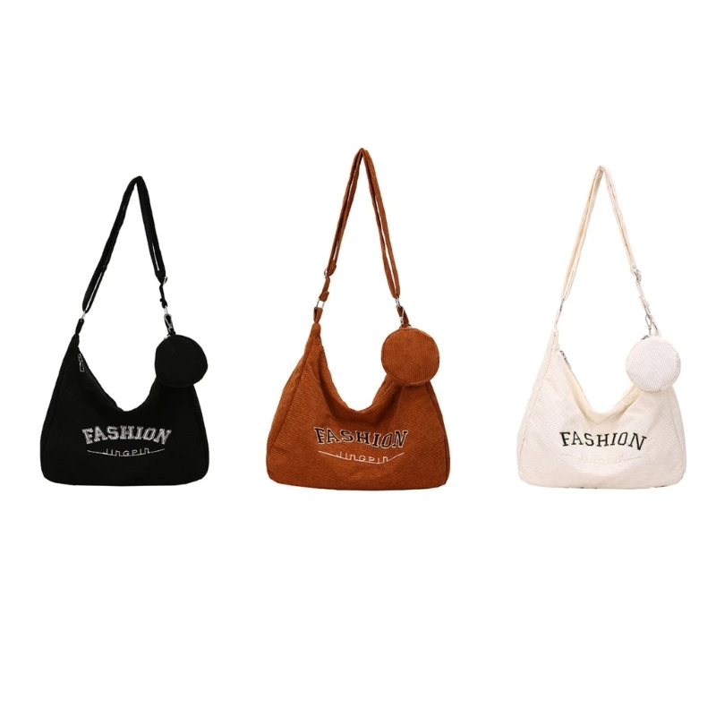 

Fashion Corduroy Tote Bag Large Hobo Bags for Women Shoulder Bag Purses Simple School Bag Crossbody Bag