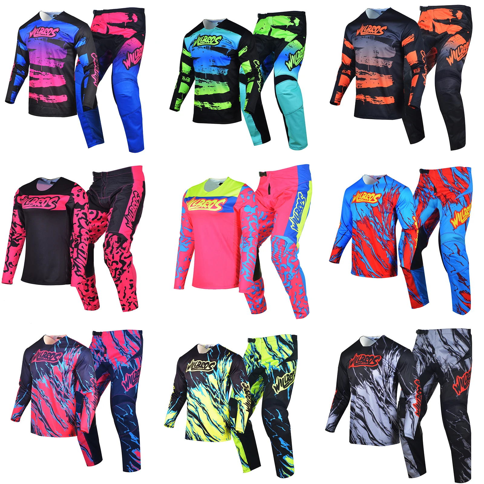 

Jersey Pants Combo MX Gear Set Motocross Outfit Willbros Enduro Dirtbike Suit Moto Cross MTB ATV UTV DH Bicycle BMX Race Kit Men