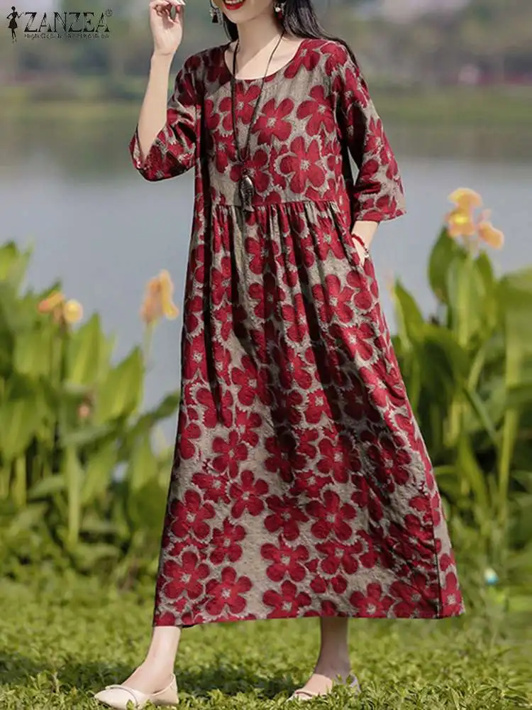 ZANZEA Bohemian Casual Holiday Dress Autumn Floral Printed Sundress Long Sleeve O-Neck Maxi Robe Woman Vintage Party Vestidos
ZANZEA Bohemian Casual Holiday Dress Autumn Floral Printed Sundress Long Sleeve O-Neck Maxi Robe Woman Vintage Party Vestidos