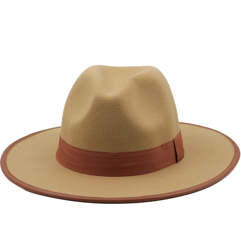

Новая шерстяная фетровая шляпа с широкими полями, с лентой, Осень-зима, шляпа для свадебной вечеринки, мужская, джентльменская, джаз, шапки 56-58 см