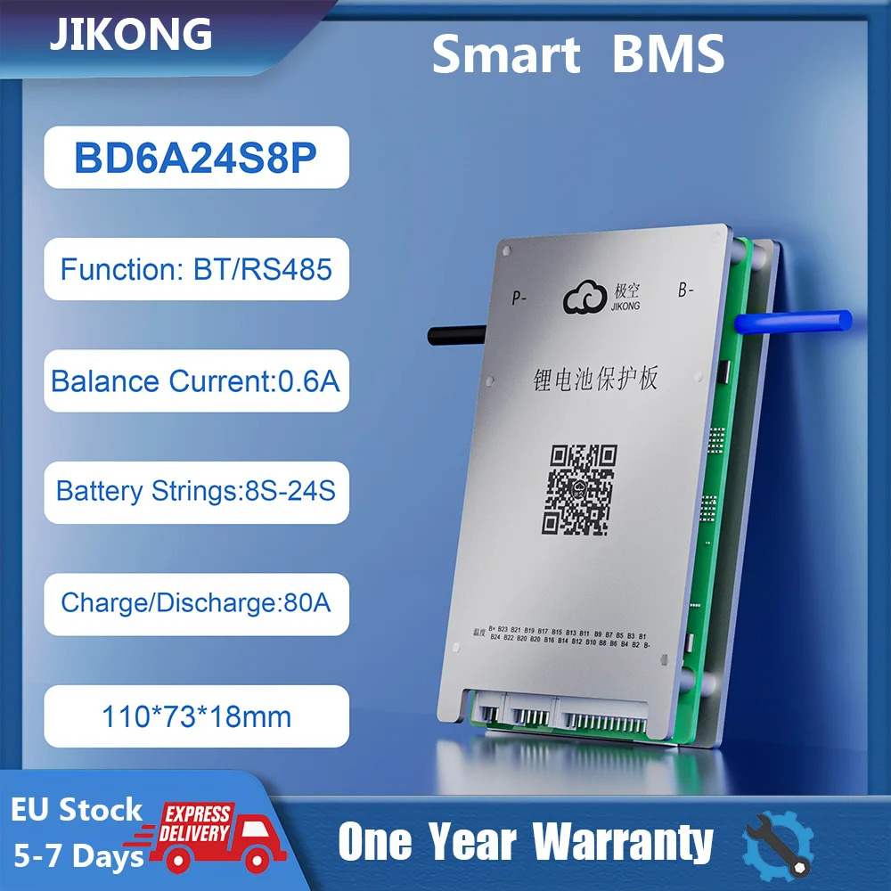 Smart JKBMS BD6A24S8P Liion LiFepo4 LTO BMS 4S 5S 6S 7S 8S 10S 12S 13S 16S 20S 24S Continuous output current 40A 60A 80A 48V 72V
Smart JKBMS BD6A24S8P Liion LiFepo4 LTO BMS 4S 5S 6S 7S 8S 10S 12S 13S 16S 20S 24S Continuous output current 40A 60A 80A 48V 72V