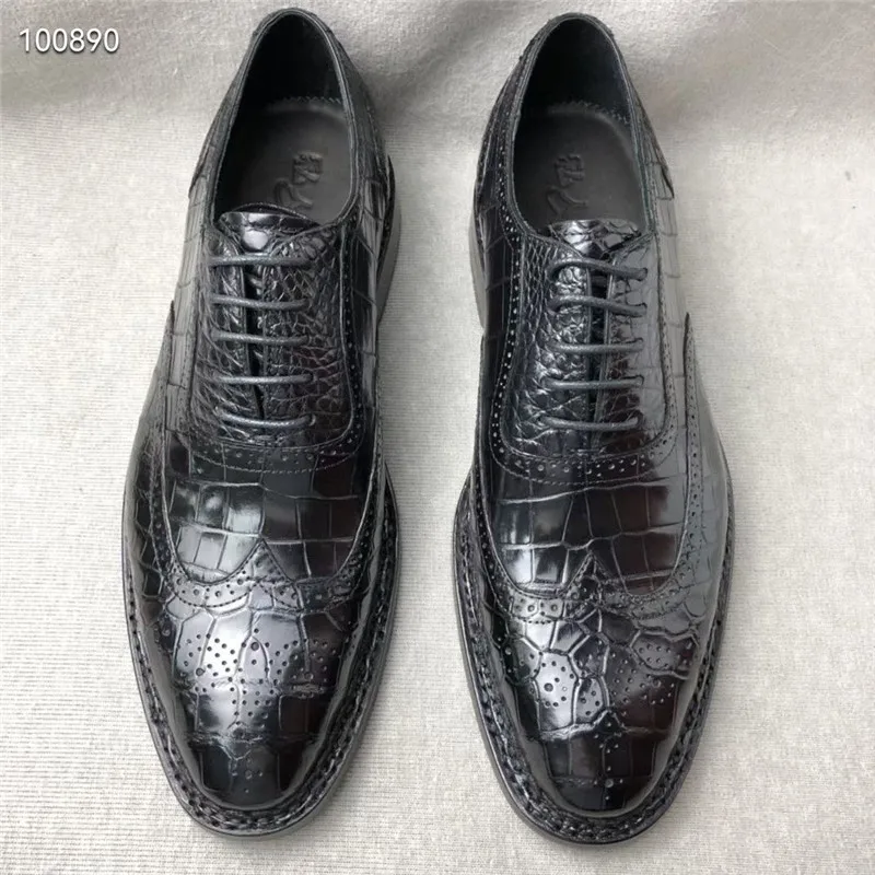 Authentic Real True Crocodile Skin Goodyear Craft Men's Dress Brogue Shoes Genuine Alligator Leather Male Formal Lace-up Oxfords
Authentic Real True Crocodile Skin Goodyear Craft Men's Dress Brogue Shoes Genuine Alligator Leather Male Formal Lace-up Oxfords