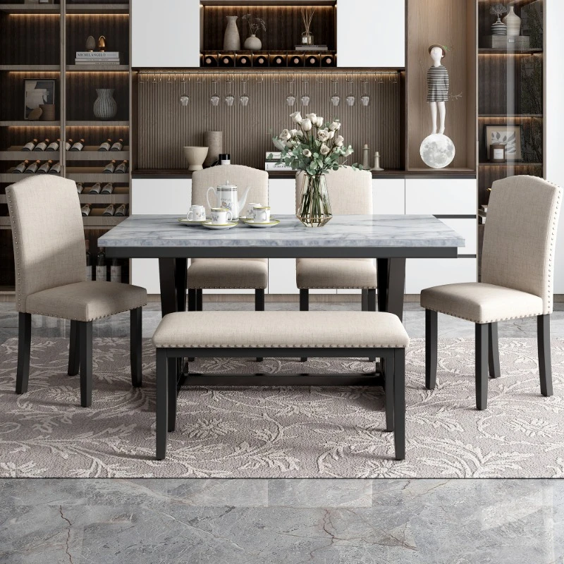 6-piece Space Saving Kitchen Dining Table Set Luxury Modern Dining Room Sets Dining Sets With Chairs Excellent Home Furniture
6-piece Space Saving Kitchen Dining Table Set Luxury Modern Dining Room Sets Dining Sets With Chairs Excellent Home Furniture