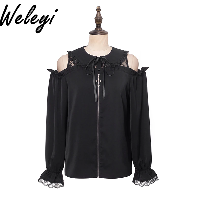 Japanese Sailor Collar Top Woman's Cute Shirt 2024 Spring and Autumn Mine Sweet Lace Off Shoulder Ruffled Edge Blouses Female
Japanese Sailor Collar Top Woman's Cute Shirt 2024 Spring and Autumn Mine Sweet Lace Off Shoulder Ruffled Edge Blouses Female