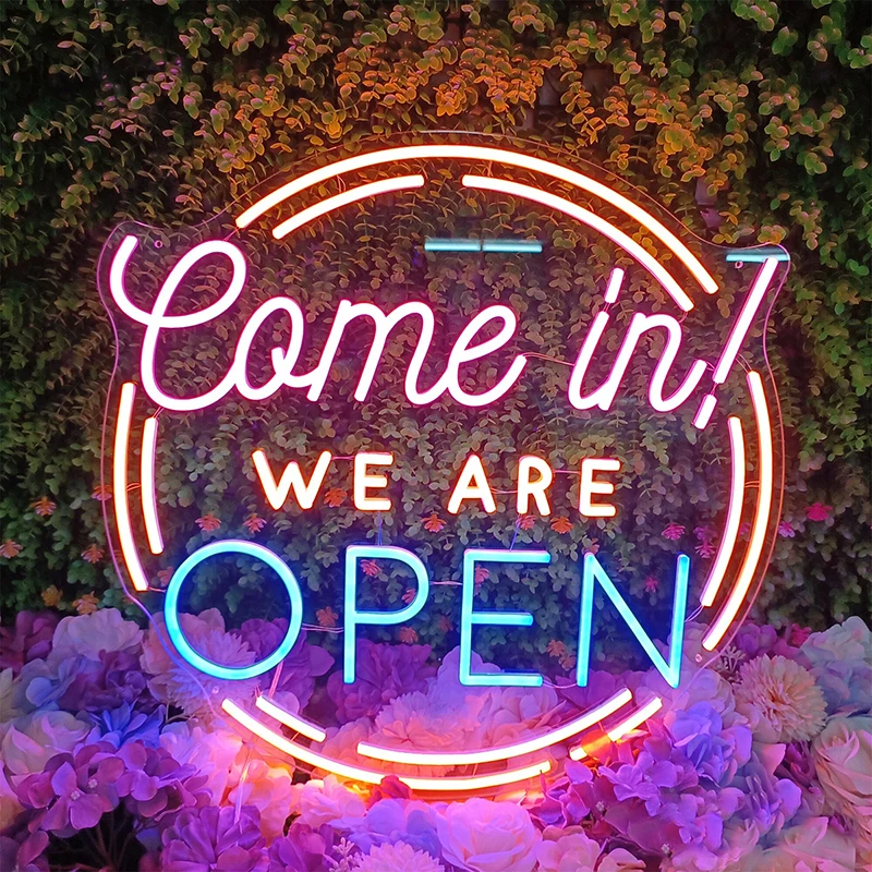 

Come in We Are Open Neon Light Custom Business Logo Wall Decor LED Neon Sign Restaurant Bar Store Opening Decoration Neon Signs