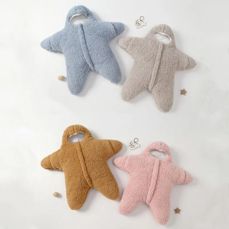 

Soft Fleece Newborn Sleeping Bags Starfish Shape Baby Blanket Swaddle Winter Warm Cocoon Wrap Babies Siamese Clothes Sleepsack