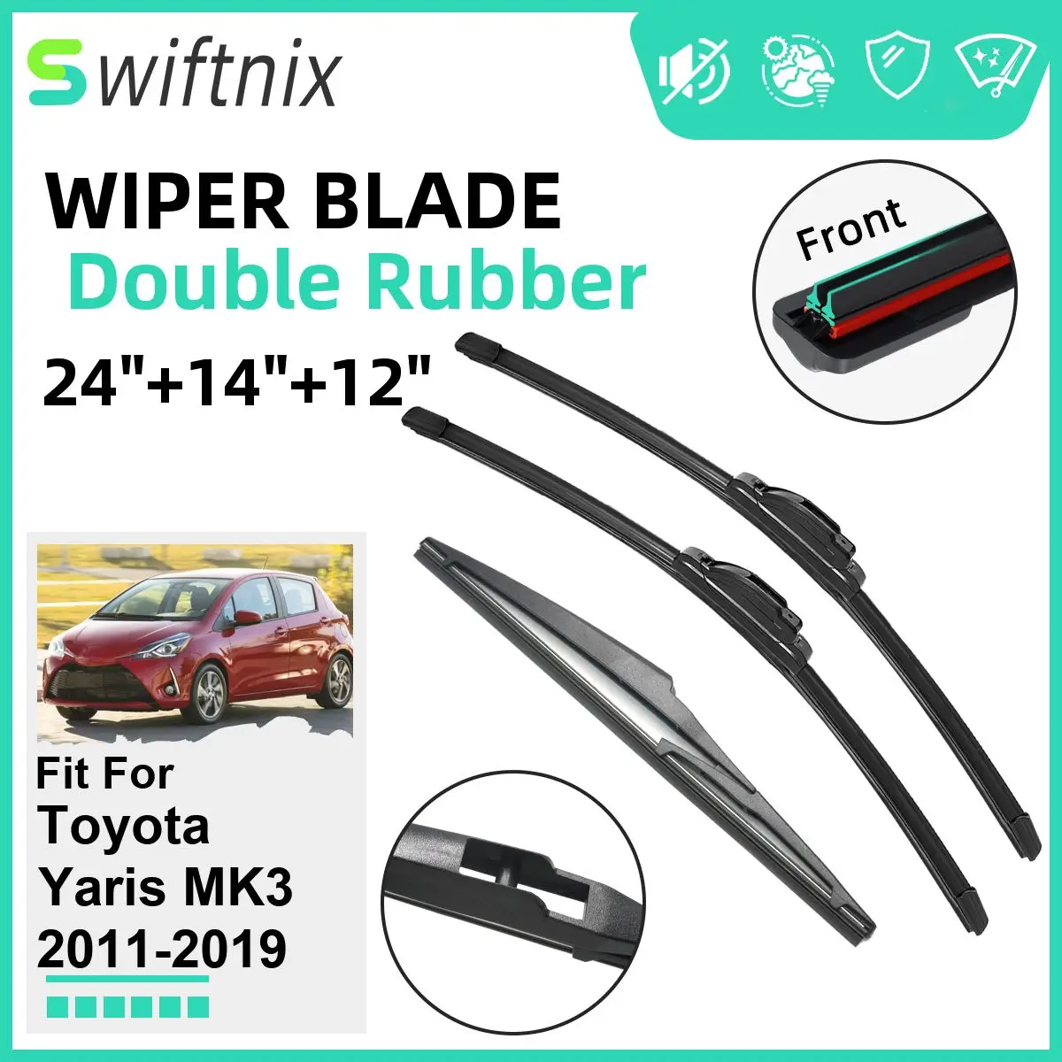 Двойные резиновые автомобильные дворники для Toyota Yaris MK3 2011-2019, стеклоочистители, резиновые автомобильные аксессуары 2015 2016 2017 2018 2019
Двойные резиновые автомобильные дворники для Toyota Yaris MK3 2011-2019, стеклоочистители, резиновые автомобильные аксессуары 2015 2016 2017 2018 2019