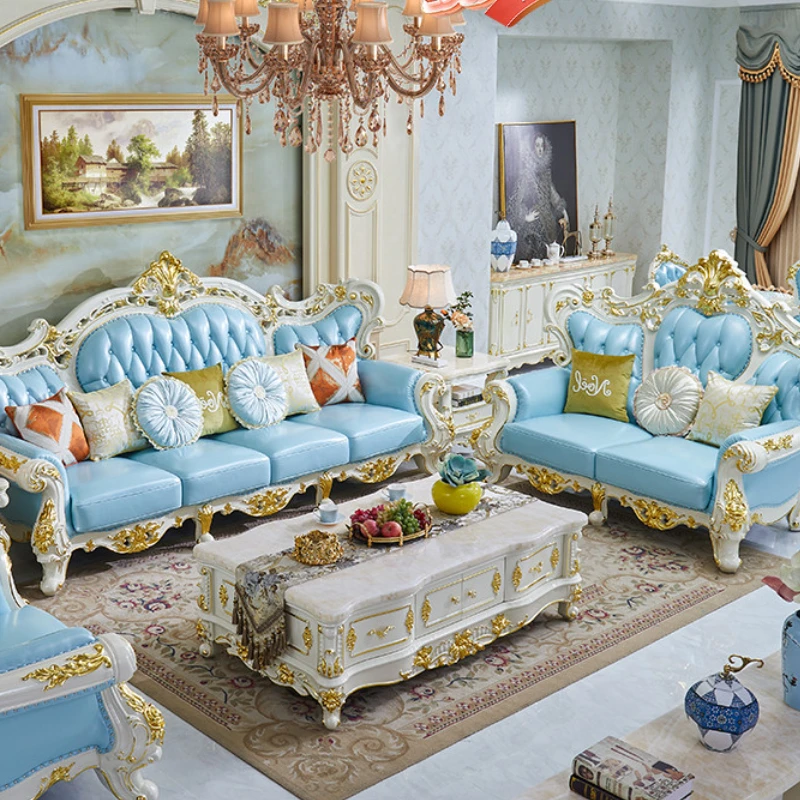 European Genuine Leather Sofa Head Layer Cowhide Combination Villa Deluxe Living Room Size Unit Solid Wood Whole House Furniture
European Genuine Leather Sofa Head Layer Cowhide Combination Villa Deluxe Living Room Size Unit Solid Wood Whole House Furniture