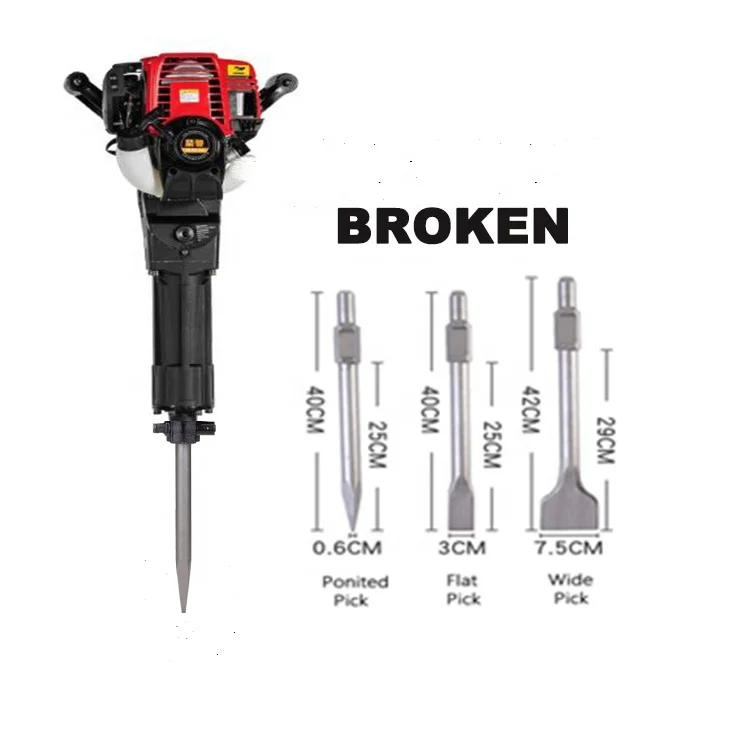 4 Stroke Portable Gasoline Rock Stone Concrete Vibrating Machine Petrol Jack Hammer with 3 Tools Pickaxes/Chisels
4 Stroke Portable Gasoline Rock Stone Concrete Vibrating Machine Petrol Jack Hammer with 3 Tools Pickaxes/Chisels