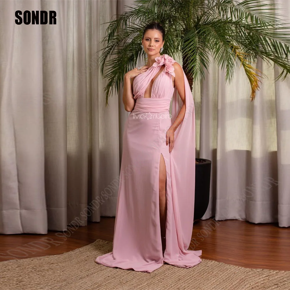 SONDR 3D Flowers A-line Prom Dress Beach One Shoulder Party Dress Side Slit Prom Evening Dress Pink Chiffon Vestidos De Fiesta
SONDR 3D Flowers A-line Prom Dress Beach One Shoulder Party Dress Side Slit Prom Evening Dress Pink Chiffon Vestidos De Fiesta