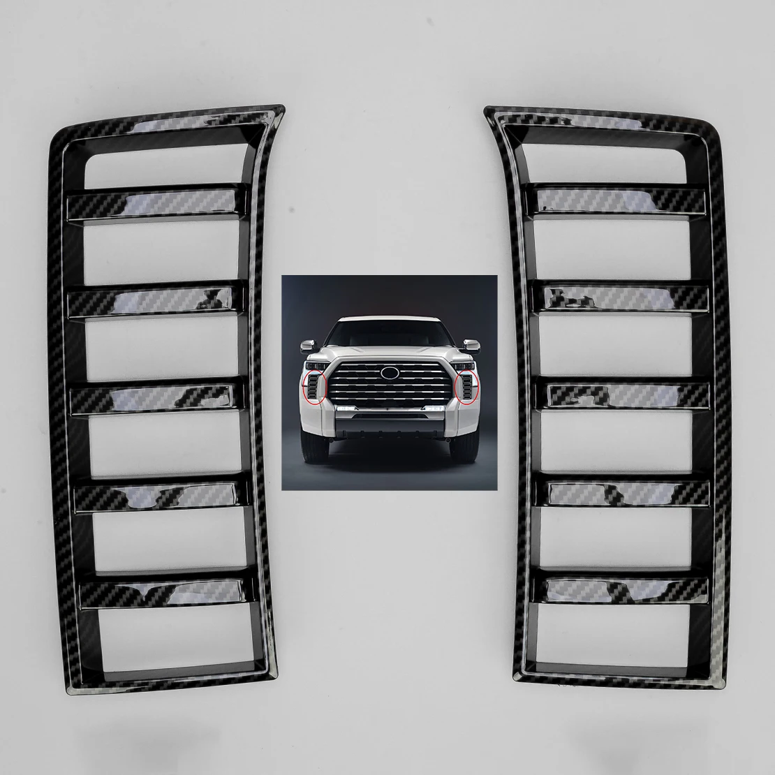 2Pcs Car Front Mesh Grill Molding Cover Trim ABS Fit for Toyota Tundra 2022 2023 Black Carbon Fiber Style
2Pcs Car Front Mesh Grill Molding Cover Trim ABS Fit for Toyota Tundra 2022 2023 Black Carbon Fiber Style