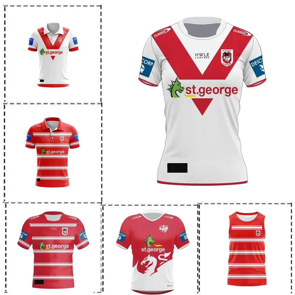 

2024 St George Illawarra Dragons Polo Shirt Home / Away / Training Rugby Jersey Shorts - Mens Size:S-5XL（Print Name Number）