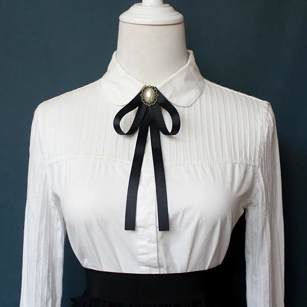 

for School Costume Shirt Accessory Collar Bowtie Ribbon Ribbon Tie Imitation Pearl Ribbon Brooches Cravat Neck Ties JK Bow Tie
