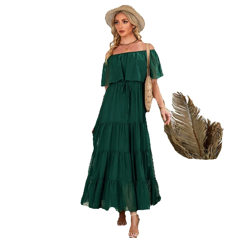 Shiying Summer New Ruffle Edge Splice Dress Women's Sexy One Piece Neck Off Shoulder Long 614462
Shiying Summer New Ruffle Edge Splice Dress Women's Sexy One Piece Neck Off Shoulder Long 614462