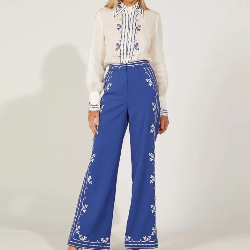 Heavy Embroidery Women Vintage set White Shirt Top+ High Waist Boot Cut Long Pants
Heavy Embroidery Women Vintage set White Shirt Top+ High Waist Boot Cut Long Pants
