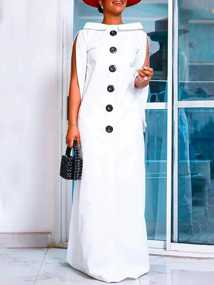 Modigirl Women's Summer Loose Sleeveless Buttoned Boat Neck Maxi Dresses 2024 New Simple Casual H-line Evening Party Dress
Modigirl Women's Summer Loose Sleeveless Buttoned Boat Neck Maxi Dresses 2024 New Simple Casual H-line Evening Party Dress
