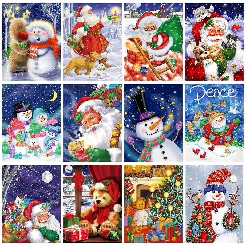 

RUOPOTY Diy Painting By Numbers For Kids Adult Picture By Numbers Christmas Snowman Santa Clause Unique Gift Handiwork Wall Art