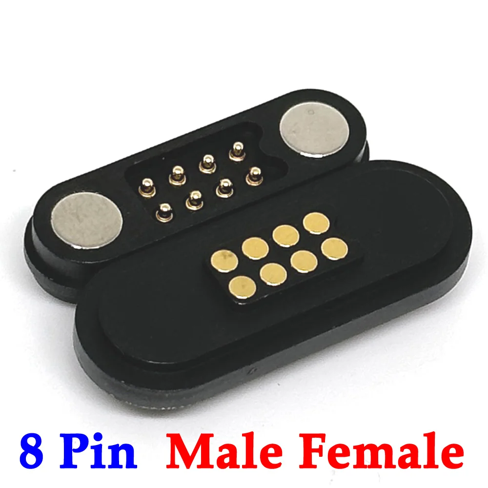 

1Pair 8Pin Male Female 360 ° blind suction Waterproof Magnetic Pogo Pin Connector Spring Loaded DC Signal transmission charging