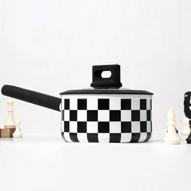 

Checkerboard Milk Pots Baby Complementary Food Pot Non-stick Pot Household Soup Pots Medical Stone One Person Instant Noodle Pot