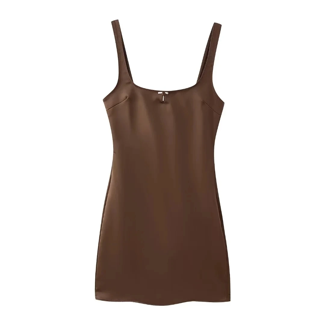2024 TRAF Brown Satin Slim Mini Dress Women Sexy Backless Bodycon Short Dresses Woman's Fashion Lingerie-style Back Zip Dress
2024 TRAF Brown Satin Slim Mini Dress Women Sexy Backless Bodycon Short Dresses Woman's Fashion Lingerie-style Back Zip Dress