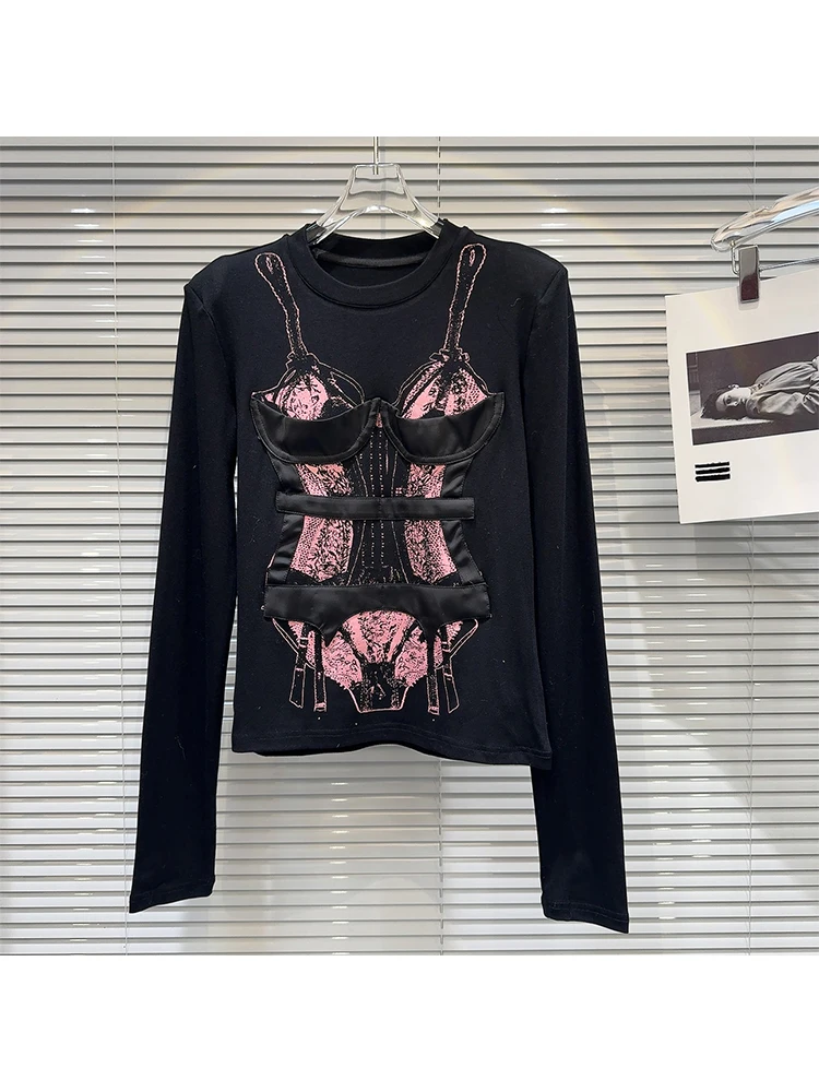 

Женские футболки в японском стиле Y2k, футболки с круглым вырезом и длинным рукавом, топы в стиле темной академии, кибер-панк, дизайн 1920-х годов, в эстетическом стиле, Goblin Core Chic
