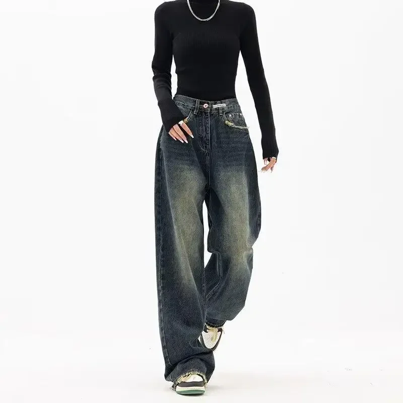 Streetwear Retro Fashion Summer Women High Waist Jeans Loose Wide Leg Straight Loose Denim Trousers Y2K Baggy Pants
Streetwear Retro Fashion Summer Women High Waist Jeans Loose Wide Leg Straight Loose Denim Trousers Y2K Baggy Pants