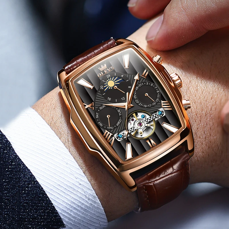 New OLEVS Mens Watches Automatic Mechanical Watch Tourbillon Sport Clock Leather Casual Business Retro Wristwatch Relojes Hombre
New OLEVS Mens Watches Automatic Mechanical Watch Tourbillon Sport Clock Leather Casual Business Retro Wristwatch Relojes Hombre