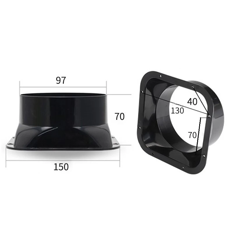 

Vents Parts Duct Connector Kitchen ABS Plastic Black For 100-300mm Dia Hose Check Valve Lightweight Square Flange 1pcs
